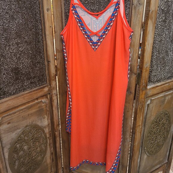 Flying Tomato Aztec Tribal Print Orange Slip Dress – Size L - Picture 5 of 7